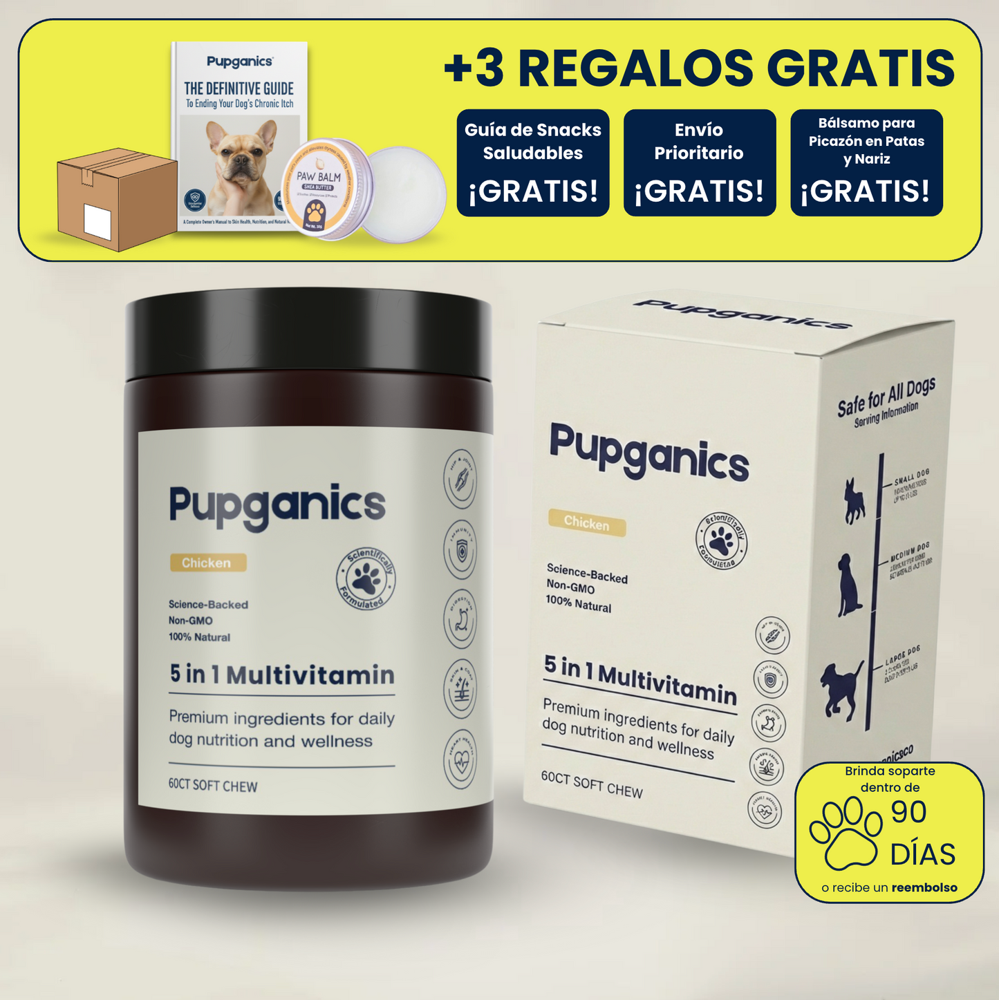 Multivitamínico diario masticable suave Pupganics