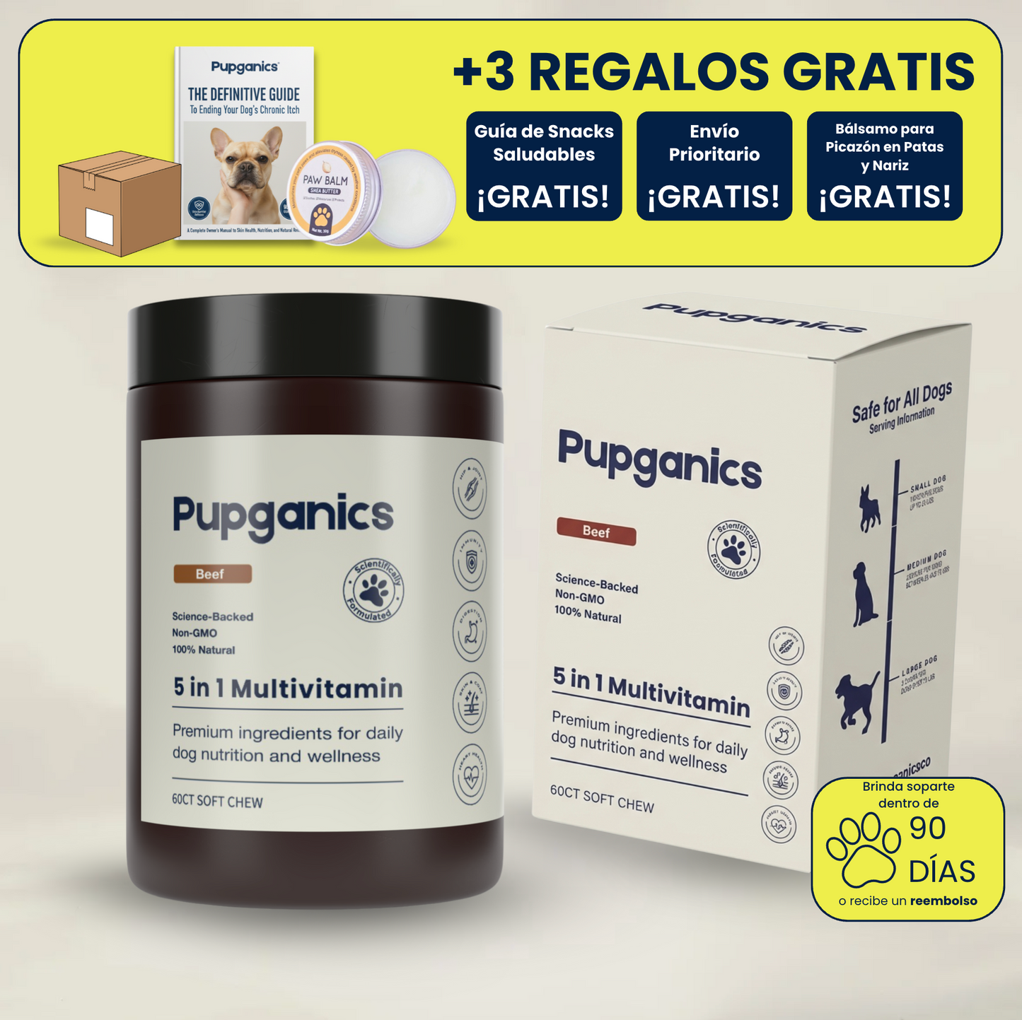 Multivitamínico diario masticable suave Pupganics