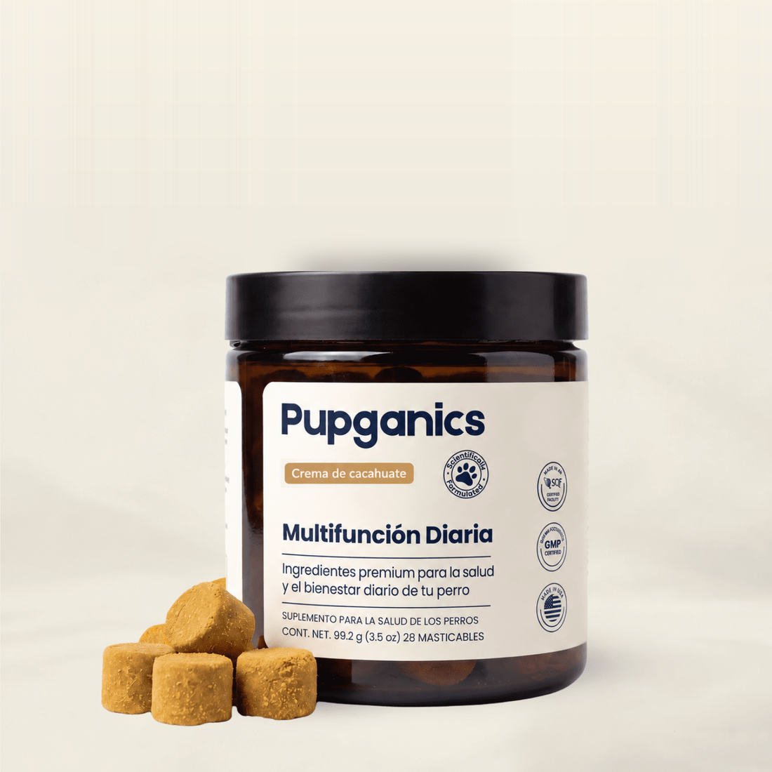 Multivitamínico diario masticable suave Pupganics 8